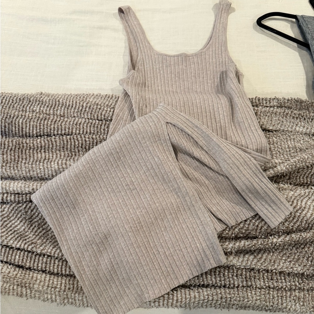 Ribbed Knit Tank dress with slit